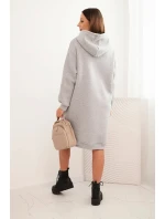 Dámská bavlněná šatová mikina s kapucí zateplená šedá