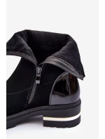 Kůže Klasické Botky Na Plochém Podpatku Černé Shendete