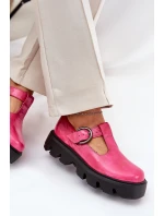 Lakované Kožené Polobotky S Přezkou Zazoo 20183 Fuchsie