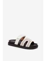 Dámské pantofle na platformě se suchým zipem bílé Kovira