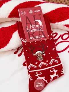 Pánské vánoční ponožky s motivem soba – červené