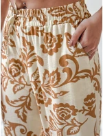 Dámské květované kalhoty s širokými nohavicemi LOVEGARDEN camel FashionStreet UY2657