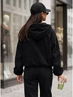 Dámská oversizeová kordová bunda s kapucí, černá, FashionStreet TY6062 Dámská oversizeová kordová bunda s kapucí, černá, FashionStreet TY6062