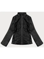 Černá klasická plus size bunda z eko-kůže J Style (11Z8133)