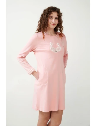 Vamp - Růžová bavlněná noční košile 21426 - Vamp Vamp - Růžová bavlněná noční košile 21426 - Vamp