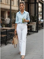 Dámské džíny s vysokým pasem a širokými nohavicemi bílé FashionStreet UY2947