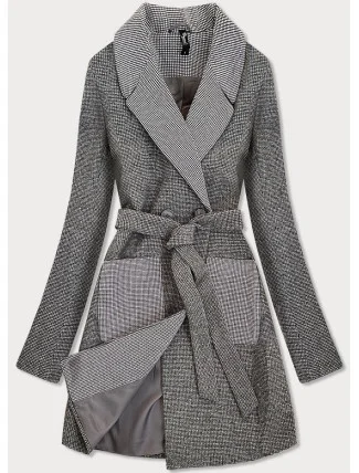 Šedý dámský károvaný dvouřadový kabát (2705) Šedý dámský károvaný dvouřadový kabát (2705)
