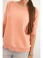 Dámský svetr z viskózy s krátkým rukávem tmavě meruňkový