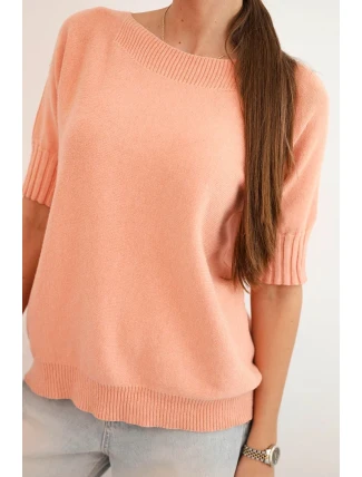 Dámský svetr z viskózy s krátkým rukávem tmavě meruňkový