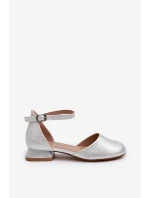 Dětské Lesklé Sandálky Na Nízkém Podpatku Stříbrné Nelly