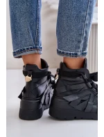 Kožené Dámské Sneakersy Na Masivní Platformě CheBello 4561 Černé