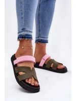 Dámské Pantofle Na Suchý Zip Vinceza 17401 Zeleno-Růžové