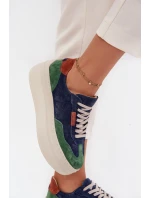 Semišové dámské tenisky na platformě Zazoo N1269S3 Zeleno-Temněmodré Semišové dámské tenisky na platformě Zazoo N1269S3 Zeleno-Temněmodré