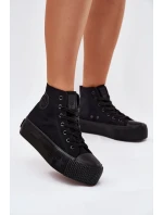 Dámské plátěné tenisky na platformě Big Star – černé