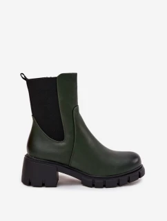 Dámské kotníkové boty Kyra z eko‑kůže – tmavě zelené