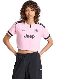 Dámské tričko adidas Juventus 26/27 Away Cropped Jersey, růžovo-černé, KB8842