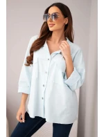 Dámská bavlněná košile s kapsami modrá