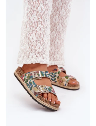 Vzorované Dámské Pantofle Na Korkové Platformě S Přezkami Lee Cooper LCW-25-35-3480L Multicolor