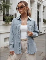 Dámská džínová košile s kapsami, světle modrá, FashionStreet DY0492