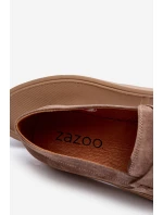 Mužské Semišové Polobotky Loafersy Zazoo 1574 Tmavě Beige