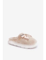 Chlupaté Pantofle S Mašlí A Ozdobami Béžové Annalira