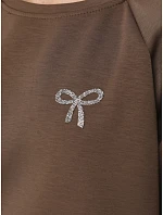Dámská letní souprava s motýlem z měkké viskózy hnědé barvy FashionStreet AY1188