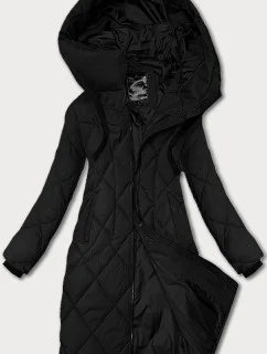 Černá dámská bunda pro přechodné období s kapucí Libland (LD-7735)