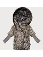 Tmavě béžová lehká dámská bunda s úpletovými rukávy Minority (M2-6701-62) Tmavě béžová lehká dámská bunda s úpletovými rukávy Minority (M2-6701-62)