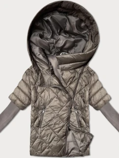 Tmavě béžová lehká dámská bunda s úpletovými rukávy Minority (M2-6701-62)