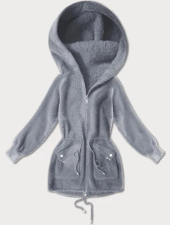 Šedý přehoz přes oblečení typu alpaka s kapsami (W010#)