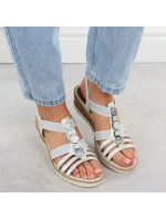 Dámské stříbrné sandály na podpatku s elastickými pásky Remonte R6264-92