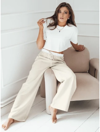 Dámské kalhoty s širokými nohavicemi DARAMY beige FashionStreet UY2101 Dámské kalhoty s širokými nohavicemi DARAMY beige FashionStreet UY2101