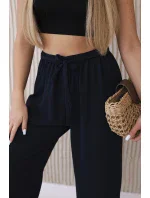 Kalhoty s širokým pasem námořnická modř Kalhoty s širokým pasem námořnická modř