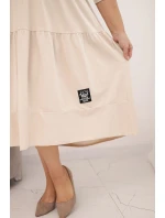 Dámská bavlněná sukni Plus Size s volány a ohrnutými rukávy béžová Dámská bavlněná sukni Plus Size s volány a ohrnutými rukávy béžová