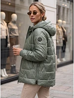 Dámská prošívaná přechodová bunda s kapucí, zelená, FashionStreet TY5802