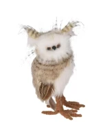 DEKORATIVNÍ STOJÍCÍ SOVA PRAVÁ 17CM HNĚDÁ