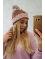 Dámská čepice Kinga K297 beige+mocca+red