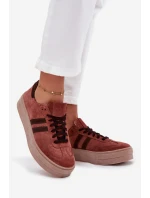 Dámské semišové tenisky na platformě Zazoo N1068S2 Hnědé Dámské semišové tenisky na platformě Zazoo N1068S2 Hnědé