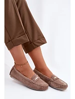 Dámské ploché Mokasíny z přírodního semiše S.Barski LR61-7029 Hnědé