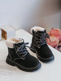 Dětské boty Trapper se zipem a ovčí kůží, černá Marialee