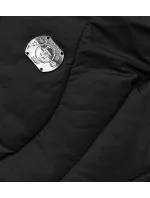 Černá dámská zimní bunda v délce ke kolenům (m-21601)