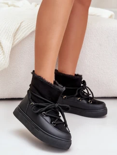 Dámské Sněhule Na Platformě Zateplené Kožíškem Černé Aziara