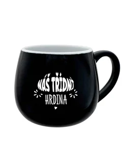 NÁŠ TŘÍDNÍ HRDINA - černý keramický hrníček 300 ml