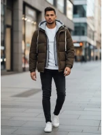 Pánská prošívaná zimní bunda s kapucí khaki FashionStreet TX5102