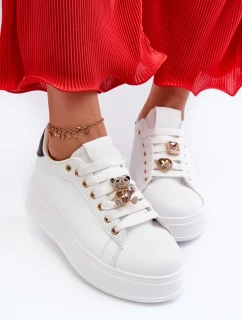 Dámské tenisky na platformě s medvídkem, bílá Moanda