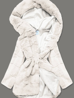 Dámská kožešinová bunda v barvě ecru (CX009-10)