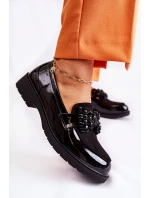 Dámské kalhoty lakované s mašlí Černý Laurent