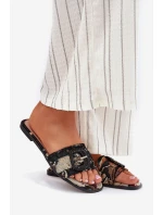 Ploché Dámské Pantofle S Dekorativní Přezkou Černé Clariola