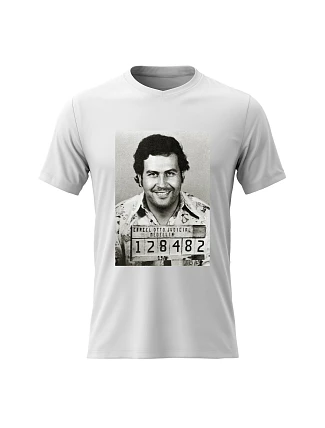 Dámské bavlněné tričko s potiskem - PABLO ESCOBAR - bílé Dámské bavlněné tričko s potiskem - PABLO ESCOBAR - bílé