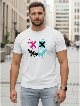 Pánské bavlněné streetwearové bílé tričko FashionStreet NX5100R
